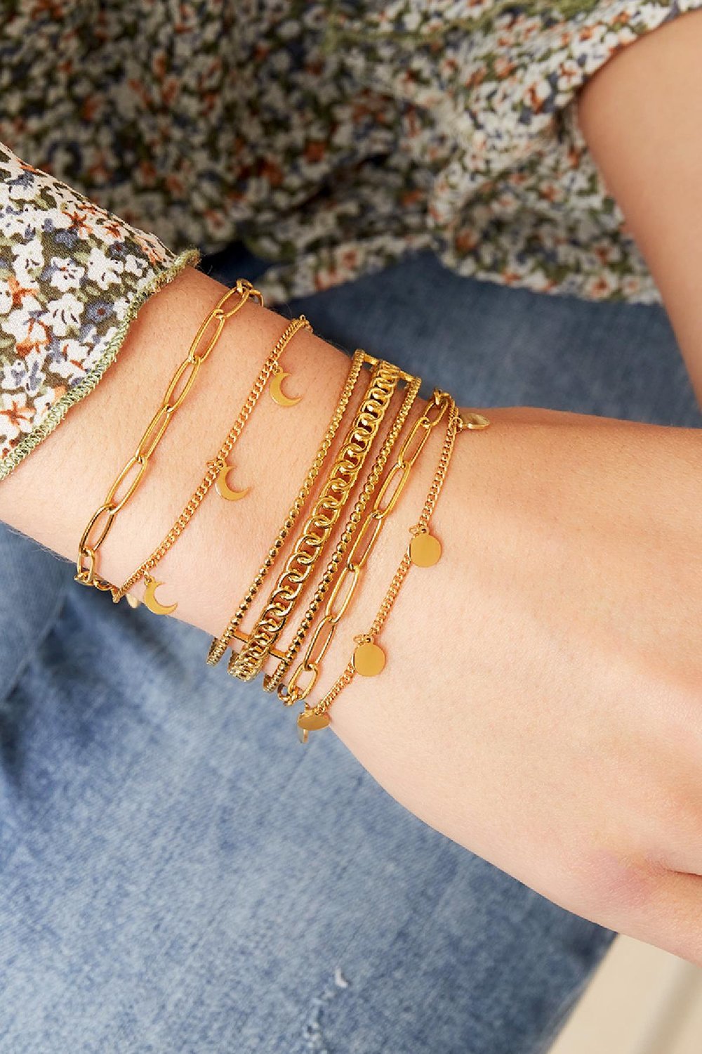 Bracelet Chain Moon Gold Color Stainless Steel h5Picture2